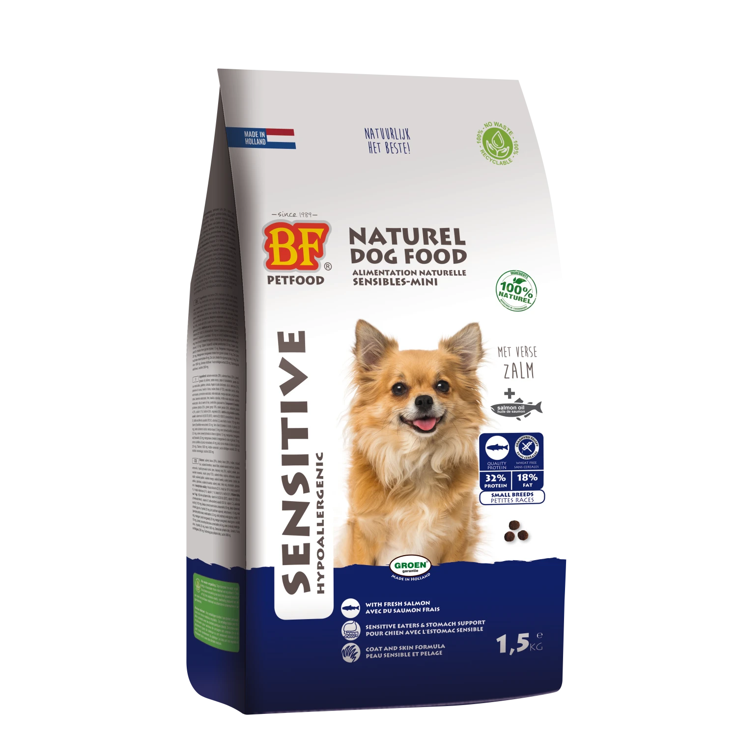 Biofood Bf Petfood Sensitive Mini Hondenvoer 1,5kg 1 Biofood Bf Petfood Sensitive Mini Hondenvoer 1,5kg