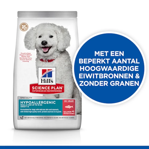 Hill's Science Plan Hypoallergenic Small & Mini Hond Met Zalm 1,5kg 2 Hill's Science Plan Hypoallergenic Small & Mini Hond Met Zalm 1,5kg - Afbeelding 2