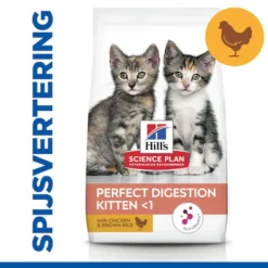 Hill's Science Plan Kitten Perfect Digestion Met Kip En Bruine Rijst Kattenvoer 10kg -Blaf Miauw Verkoopwinkel Hills Science Plan Kitten Perfect Digestion 1 NL