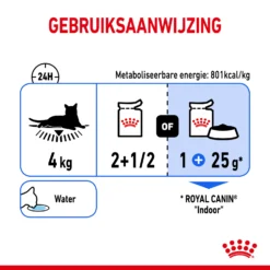 Royal Canin Indoor Sterilised In Jelly Kattenvoer 12x85g -Blaf Miauw Verkoopwinkel Royal Canin Indoor Sterilised Jelly Kat NL Dosage